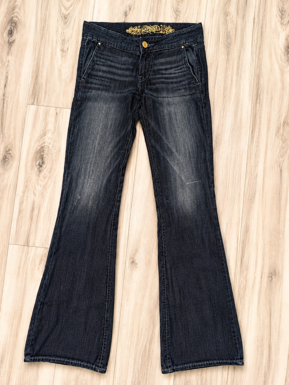 Express Dark Blue Flared Jeans